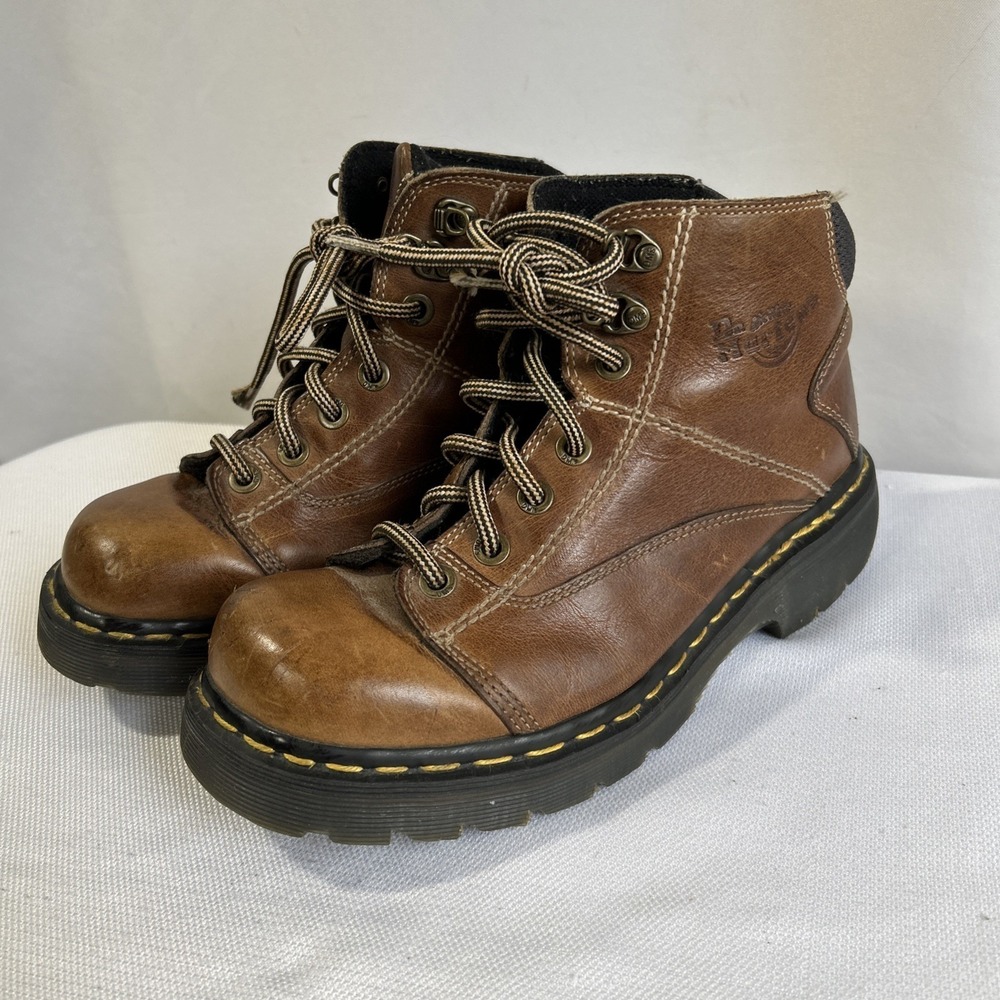 Dr Martens 8A07 Mens 7 Brown Chunky Ankle Boots AW004 Made in England Vintage